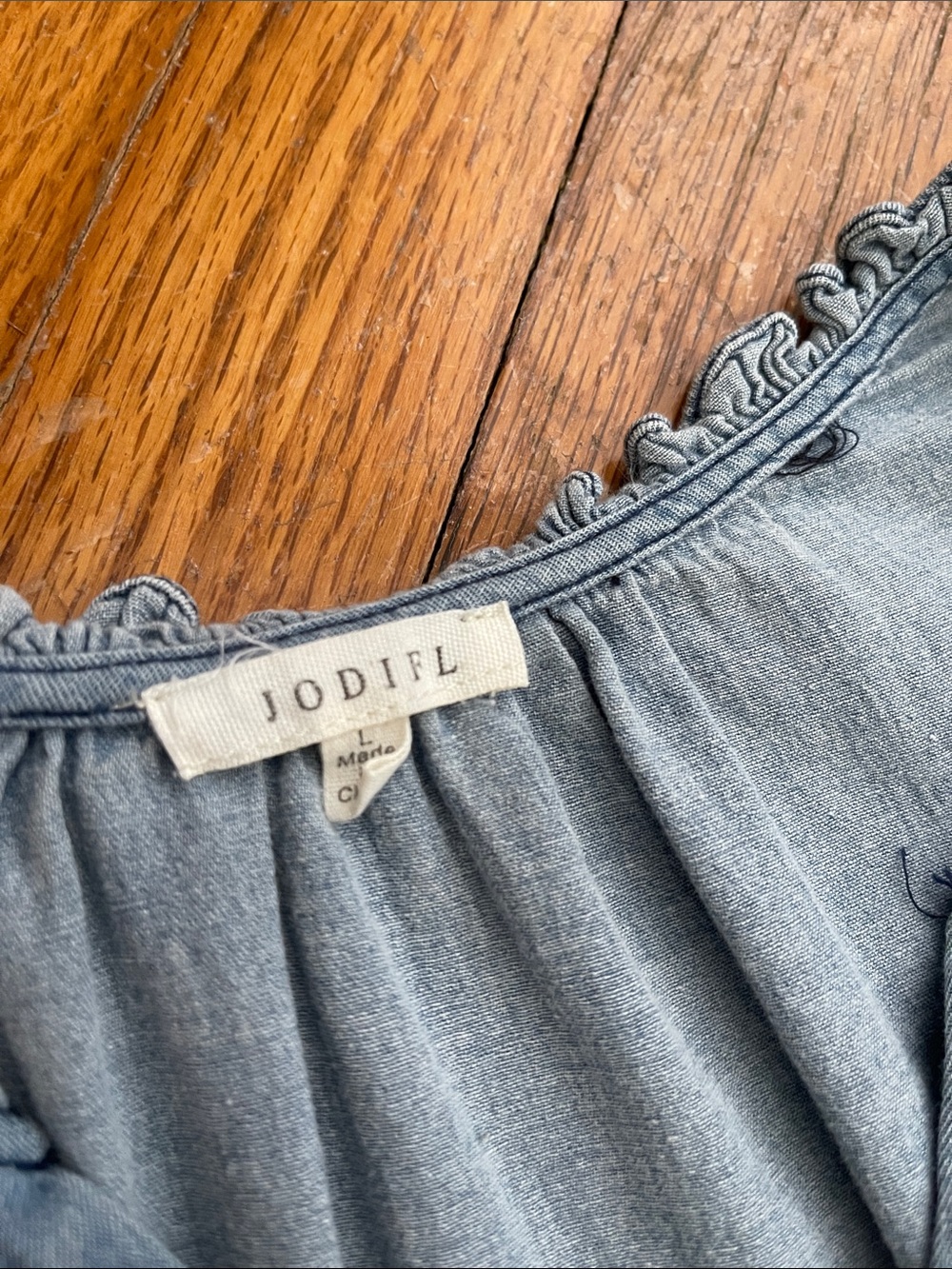 Jodifl Light Blue Denim Tiered Dress w/Pockets - Picture 2 of 4